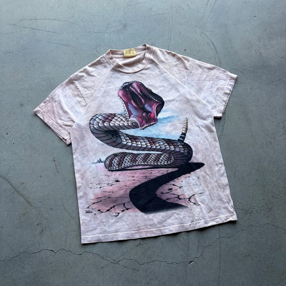 Vintage The Mountain Rattlesnake Graphic T Shirt 2000 Tan Tie Dye Mens L